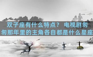 双子座有什么特点？ 电视剧匆匆那年里的主角各自都是什么星座